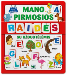 Mano pirmosios raidės SU UŽDUOTĖLĖMIS 4-5m.v.(knyga su 64 putplasčio kortelėmis)