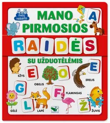 Mano pirmosios raidės SU UŽDUOTĖLĖMIS 4-5m.v.(knyga su 64 putplasčio kortelėmis)