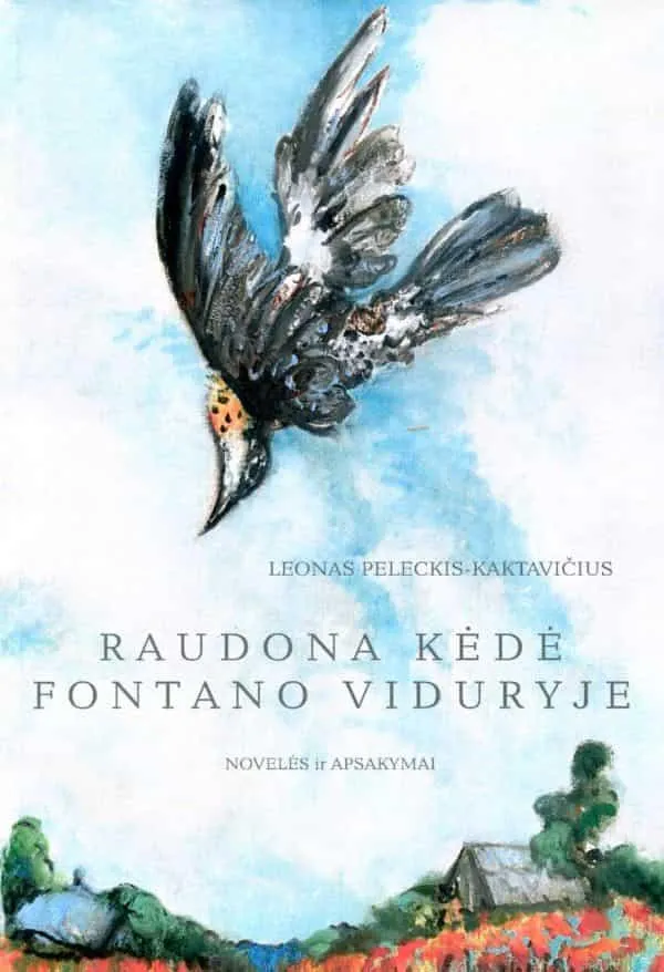 Raudona kėdė fontano vidury