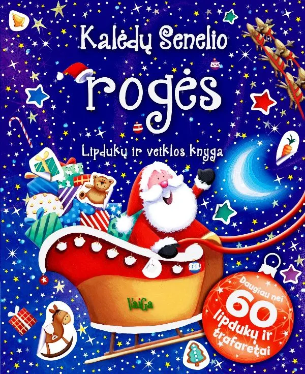"Kalėdų senelio rogės. Lipdukų ir veiklos knyga", 3+