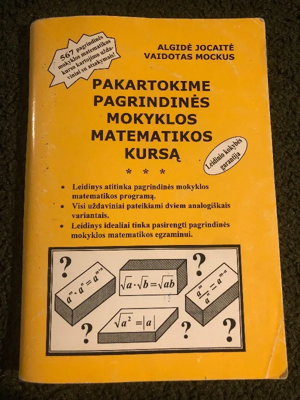 Pakartokime pagrindinės mokyklos matematikos kursą