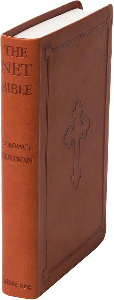 NET Bible Compact Edition Premium Bonded Brown Leather Bound with cross