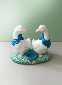Dekoratyvinė gipso žvakidė su žąsimis 15cm aukštis