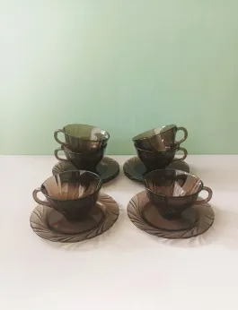 Puodeliai su lėkštute, 150ml, 6vnt, Vereco, Prancūzija