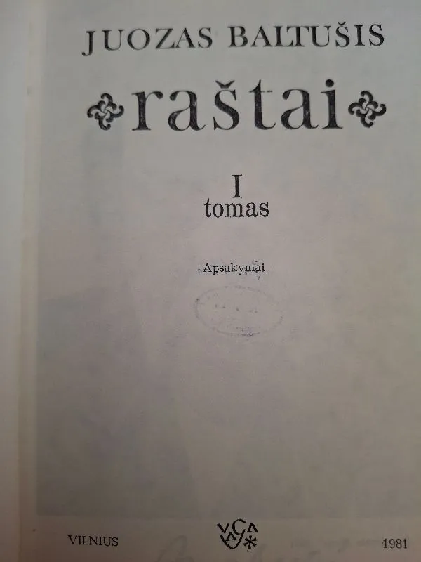 Raštai. I tomas.
